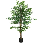 HOMCOM 5ft Artificial Tree Ficus, Indoor Fake Plant with Pot, for Home Decor