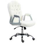 Vinsetto Teddy Fleece Computer Chair, Button Tufted Desk Chair with Swivel Wheels, Adjustable Height White