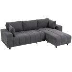 HOMCOM Sectional Couch with Integrated Seat, 3 Seater L-Shaped Sofa with Changeable Chaise, Spring Cushion, 2 Pillows, Grey