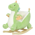 Qaba Baby Rocking Horse, Kids Ride On Dragon Toy with Realistic Dragon Roar and Safety Belt for Kids 18–36 Months, Green