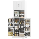 HOMCOM 71.5" Tall Pantry Cabinet, Farmhouse Kitchen Storage Cabinet with Adjustable Shelves, 8 Door Spice Racks, White
