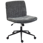 HOMCOM Criss Cross Chair with Wheels, Wide Office Chair with No Arms, Adjustable Height, Tilting, Grey