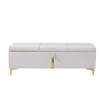 Elegant Upholstered Storage Ottoman with Metal Legs, Generous Storage, Bench for Bedroom and Living Room, 47" L x 15.5" W x 16" H, Beige