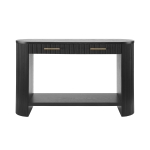 Farmhouse Console Table with Storage and Drawers, Narrow Wood Sofa Table for Living Room, Hallway, 47.5'' L x 14.5'' W x 30'' H, Black