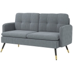 HOMCOM 55" Loveseat Sofa, Corduroy Love Seat w/ S spring, Steel Legs and Button Tufting, Small Couch for Living Room, Dark Grey