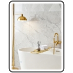 HOMCOM 36" x 28" Bath Mirror with LED Lights, Wall Mounted Restroom Mirror, 3 Colours, Dimmable, Horizontal/Vertical, Black