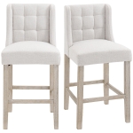 HOMCOM Modern Counter Bar Stools Tufted Upholstered Counter Chairs Set of 2 for Kitchen, Beige