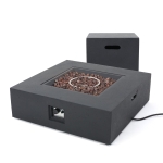 50000 BTU Outdoor Square Propane Fire Pit Table with Tank Holder, Lightweight Concrete, Fire Pit Top for Gathering, 40" L x40" W x 12.5" H, Dark Gery