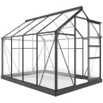 Outsunny Polycarbonate Greenhouse, Heavy Duty Outdoor Aluminum Walk-in Green House Kit Vent Door, 6.2'x8.3'x6.6' Gray