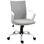 Vinsetto Linen Mid Back Office Chair With Tilt Function, Swivel Computer Chair, Light Grey