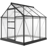 Outsunny Greenhouse Garden, Green House, Outdoor Greenhouse Kit, PC Board with Sliding Door, 6.2' x 6.3' x 6.6', Grey