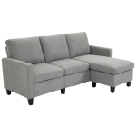 HOMCOM L-Shape Sofa, Modern Sectional Couch with Ottoman, Corner Sofa for Living Room, Light Grey