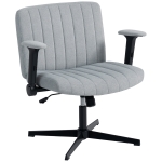 HOMCOM Criss Cross Chair with Flip-up Armrests, Wide Office Chair with Adjustable Height, Tilting, No Wheels, Grey