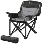 Outsunny Camping Chair for Adults, Portable Folding Camping Chair with Side Pockets, Cup Holders, Carry Bag, Black and Gray