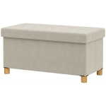 HOMCOM Storage Ottoman Bench, Velvet Upholstered Foldable Ottoman Footrest, Foot Stool with Wood Legs for Living Room, Bedroom