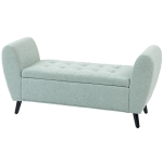 HOMCOM Upholstered Storage Bench with Arms, Modern Ottoman Bench for Bedroom, Entryway, and Living Room, Green