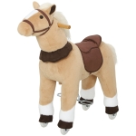 Qaba Ride on Horse, Plush Riding Pony for Ages 3-5, Walking Horse Animal with Wheels for Active Play, Brown