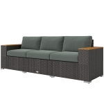 Outsunny 3-Seat Outdoor Patio Sofa, PE Wicker Outdoor Couch with  Extra Wide Deep Seat, Wide Armrests 4" Cushions, Dark Gray