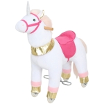 Qaba Ride on Unicorn Toy for Kids 3-5 Years, 29.5 Inch Plush Baby Rocking Horse with Wheels, No Battery Required, White