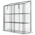 Outsunny Lean-to Greenhouse, Portable Greenhouse with 3 Tier Shelves, 2 Roll-Up Zippered Doors, 56.3" x 18.1" x 59.4", Clear