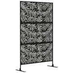 Outsunny Metal Outdoor Privacy Screen, Decorative Outdoor Divider with Stand and Expansion Screws, Freestanding Privacy Panel for Garden Deck Pool Hot Tub, Willow Branch Style