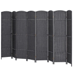 HOMCOM Folding Room Divider Screen 8 Panel 5.6' Tall Privacy Screen Freestanding Room Partition for Home Office, Charcoal Gray