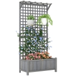 Outsunny Wood Planter with Trellis for Vine Climbing, Raised Garden Bed, Privacy Screen for Backyard, Patio, Deck, Dark Grey