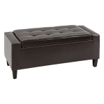HOMCOM Storage Ottoman Bench, PU Leather Upholstered Bench with Tufted Design, Brown