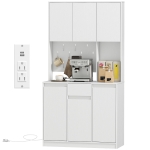 HOMCOM 71" Pantry Cabinet with Charging Station, Kitchen Storage Cabinet with Microwave Stand, Pegboard, 6 S-hooks, White