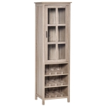 HOMCOM Tall Wine Cabinet, Bar Display Cupboard with 12-Bottle Wine Rack, Glass Door and 3 Storage Compartment for Living Room, Home Bar, Dining Room, Grey Oak