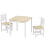 Qaba Kids Table and Chairs Set, Toddler Table and 2 Chair Set for Activity, Art, Craft, Reading, Learning, Natural
