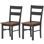 HOMCOM Farmhouse Dining Table Chairs, Set of 2 Rubber Wood Kitchen Table Chairs with Open Back for Living Room, Black