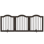 PawHut 24" Freestanding Pet Gate For Dogs with 2 Support Feet, Coffee