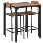 HOMCOM 3 Piece Pub Table and Chairs, Small Kitchen Table and Chairs, Square Dining Table with 2 Stools, Walnut and Black
