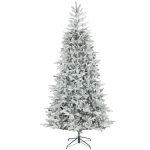HOMCOM 9 ft Artificial Frosted Christmas Tree with Realistic Branches, Wide Full Spruce, Hinged Xmas Tree, Easy Assembly