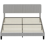 HOMCOM King Size Bed Frame with Adjustable Upholstered Headboard Platform Bed Frame Wood Slat Support Noise Free Light Grey