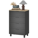 HOMCOM Dresser for Bedroom with 4 Drawers, Chest of Drawers with Solid Wood Legs for Closet, Living Room, Entryway, Black