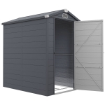 Outsunny 4.5' x 6' Plastic Garden Storage Shed with Latch Door, Vents, Sloped Roof, Dark Grey