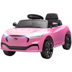 Qaba 12V Kids Ride On Car, Licensed Ford Mustang Mach-E Electric Car with Remote Control, LED Light, Music, Pink