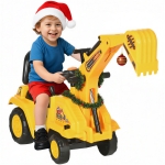 HOMCOM NO POWER 3 in 1 Ride On Toy Excavator Digger Scooter Pulling Cart Pretend Play Construction Truck