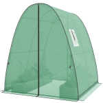 Outsunny Tunnel Hoop House Greenhouse with Sandbags and Hemmed PE Cover, 2 Doors and Screen Windows, 6' x 6' x 6.6', Green