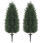 HOMCOM 43.3 Inch Set of 2 Artificial Cypress Topiary Tree, Indoor Outdoor UV Resistant Faux Plants with Ground Stake for Garden