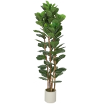 HOMCOM 6FT Artificial Fiddle Leaf Fig Tree, Fake Potted Tree with Solid Wood Trunks and Lifelike Leaves for Indoor Decor, Green