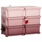 Qaba 3 Tier Kids Storage Unit, 6 Drawer Chest Toy Organizer Plastic Bins for Kids Bedroom Nursery Kindergarten Living Room for Boys Girls Toddlers, Pink