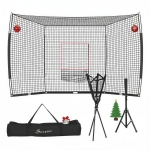 Soozier Softball and Baseball Net with Strike Zone, Tee, Caddy, and Portable Carry Bag for Pitching and Hitting Training