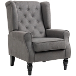 HOMCOM Wingback Accent Chair for Living Room, Button-Tufted Lounge Chair with Round Armrests and Wood Legs, Dark Gray