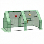 Outsunny 6' x 3' x 3' Mini Greenhouse with Zippered Doors & Roll-up Windows, Portable Plant Hot House with Durable PE Cover, Water Resistant, UV Protected for Outdoor Flowers, Vegetables, Green