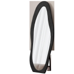 Full-Length Mirror with Flannel-Wrapped Wooden Frame, Irregular Wavy Design, Tempered Glass for Living Room, 63" L x 24" W x 2.5" H, Black