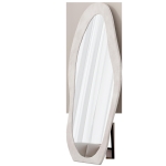 Full-Length Mirror with Flannel-Wrapped Wooden Frame, Irregular Wavy Design, Tempered Glass for Living Room, 63" L x 24" W x 2.5" H, White