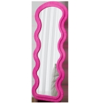 Flannel-Covered Wavy Full-Length Floor Mirror with True-Reflection Glass, Metal Glass with Shatter-Resistant Backing, 63" L x 24" W x 2.5" H, Rose